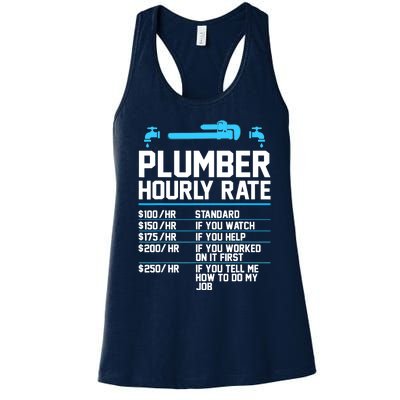 Plumber Hourly Rate - Funny Plumbing Women's Racerback Tank