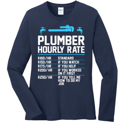 Plumber Hourly Rate - Funny Plumbing Ladies Long Sleeve Shirt