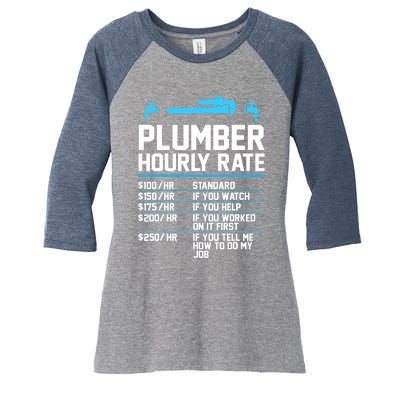 Plumber Hourly Rate - Funny Plumbing Women's Tri-Blend 3/4-Sleeve Raglan Shirt