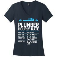 Plumber Hourly Rate - Funny Plumbing Women's V-Neck T-Shirt