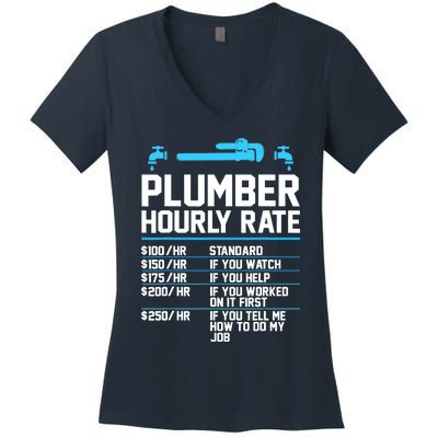 Plumber Hourly Rate - Funny Plumbing Women's V-Neck T-Shirt