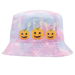 Peace Heart Rock Pumpkin Skeleton Hands Funny Cool Gift Tie-Dyed Bucket Hat