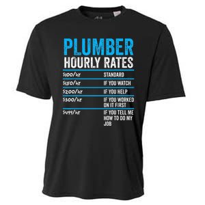 Plumber Hourly Rate Funny Description Of Services With Price Cooling Performance Crew T-Shirt