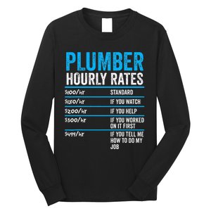 Plumber Hourly Rate Funny Description Of Services With Price Long Sleeve Shirt