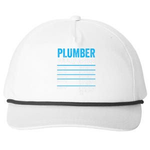 Plumber Hourly Rate Funny Description Of Services With Price Snapback Five-Panel Rope Hat