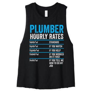 Plumber Hourly Rate Funny Description Of Services With Price Women's Racerback Cropped Tank