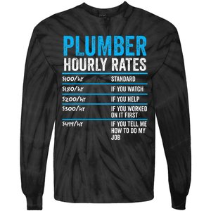 Plumber Hourly Rate Funny Description Of Services With Price Tie-Dye Long Sleeve Shirt