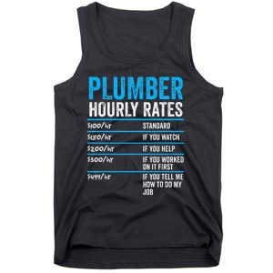 Plumber Hourly Rate Funny Description Of Services With Price Tank Top