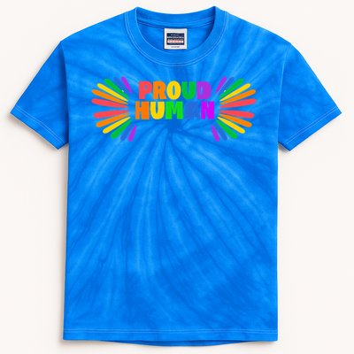 Proud Hu Rainbow Valentine Colorful For Lgbtq Community Gift Kids Tie-Dye T-Shirt