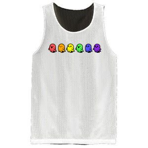 Pride Halloween Rainbow Ghost Spooky Season Graphic Mesh Reversible Basketball Jersey Tank