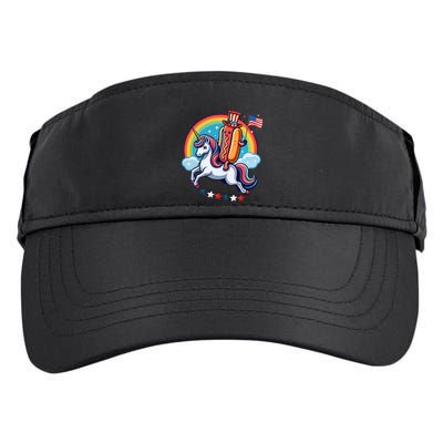 Patriotic Hotdog Riding Unicorn 4th Of July American Flag Adult Drive Performance Visor