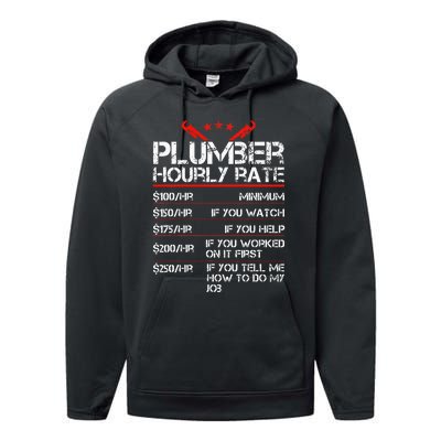 Plumber Hourly Rate Funny Plumbing Worker Labor Performance Fleece Hoodie