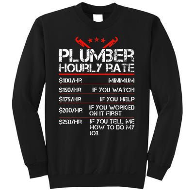 Plumber Hourly Rate Funny Plumbing Worker Labor Sweatshirt