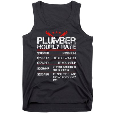 Plumber Hourly Rate Funny Plumbing Worker Labor Tank Top