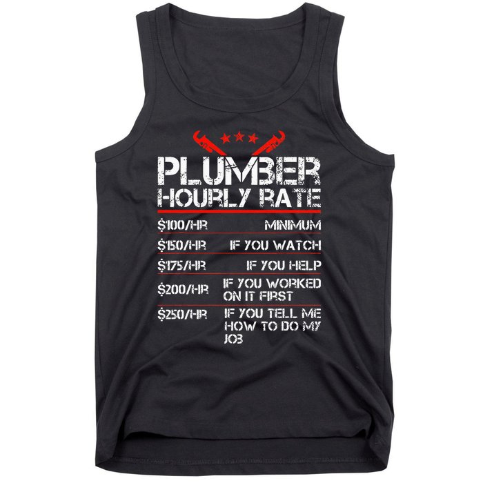 Plumber Hourly Rate Funny Plumbing Worker Labor Tank Top