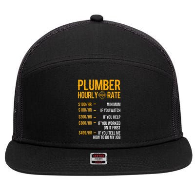 Plumber Hourly Rate Funny Plumbing Worker Labor 7 Panel Mesh Trucker Snapback Hat