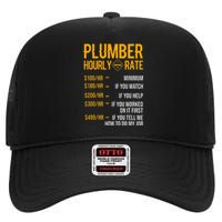 Plumber Hourly Rate Funny Plumbing Worker Labor High Crown Mesh Back Trucker Hat