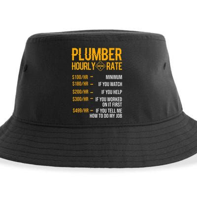 Plumber Hourly Rate Funny Plumbing Worker Labor Sustainable Bucket Hat