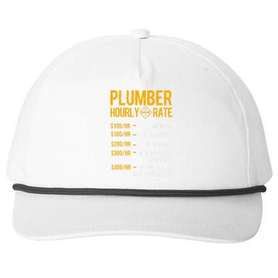 Plumber Hourly Rate Funny Plumbing Worker Labor Snapback Five-Panel Rope Hat