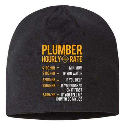 Plumber Hourly Rate Funny Plumbing Worker Labor Sustainable Beanie