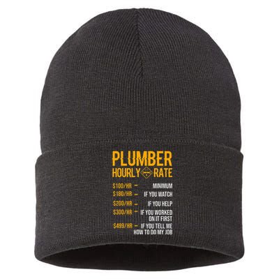 Plumber Hourly Rate Funny Plumbing Worker Labor Sustainable Knit Beanie