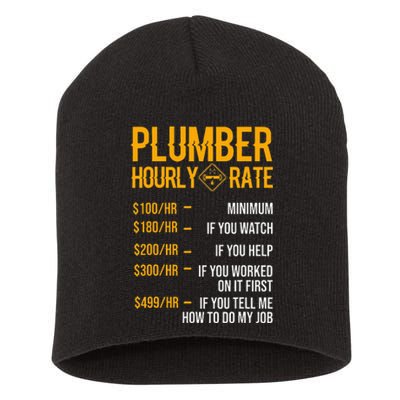 Plumber Hourly Rate Funny Plumbing Worker Labor Short Acrylic Beanie