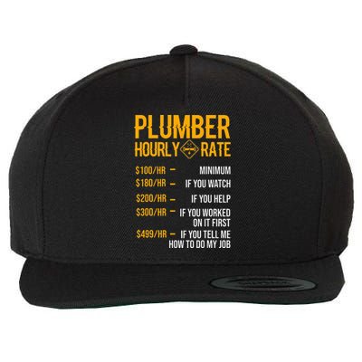 Plumber Hourly Rate Funny Plumbing Worker Labor Wool Snapback Cap