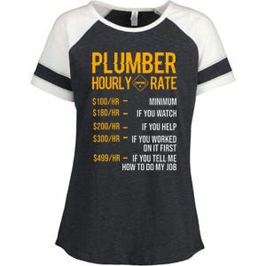 Plumber Hourly Rate Funny Plumbing Worker Labor Enza Ladies Jersey Colorblock Tee