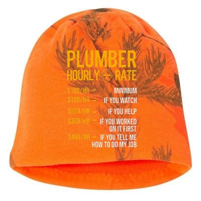 Plumber Hourly Rate Funny Plumbing Worker Labor Kati - Camo Knit Beanie