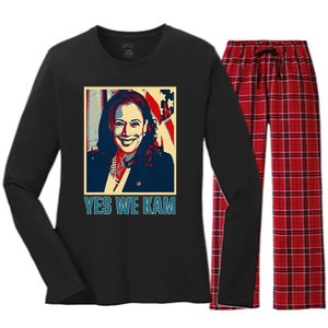 President Harris Retro Yes We Kam Women's Long Sleeve Flannel Pajama Set 