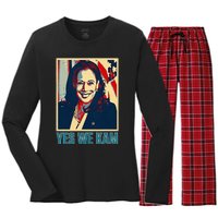 President Harris Retro Yes We Kam Women's Long Sleeve Flannel Pajama Set 