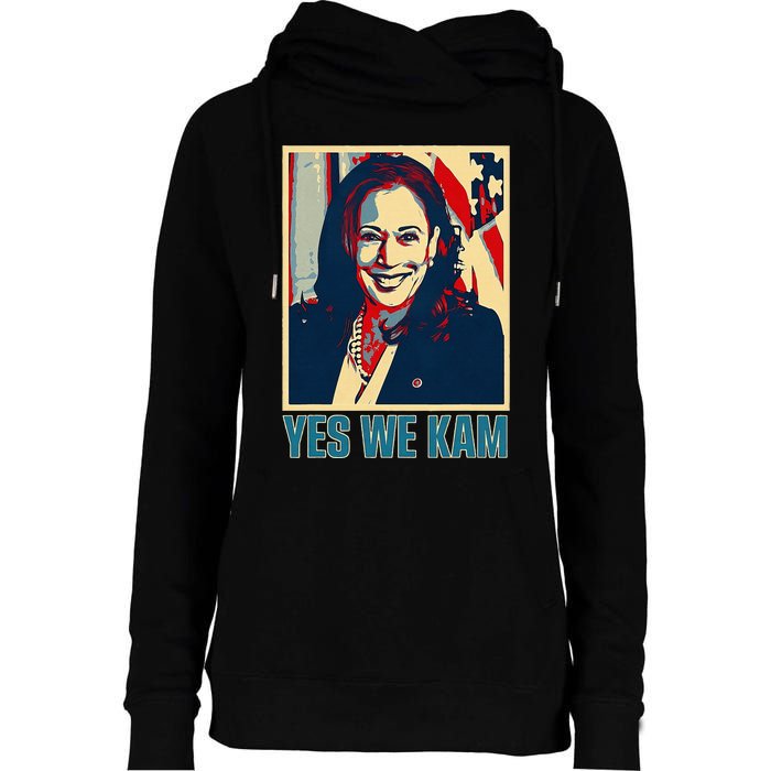 President Harris Retro Yes We Kam Womens Funnel Neck Pullover Hood