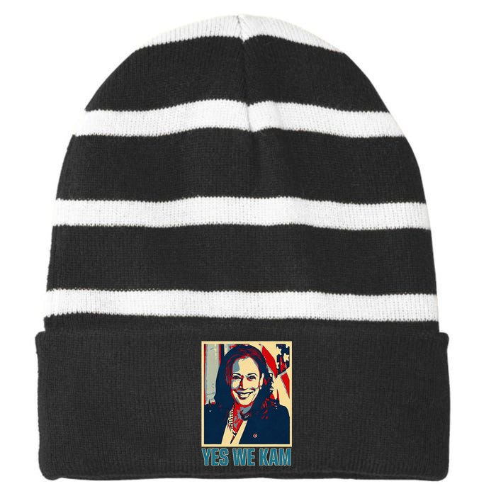 President Harris Retro Yes We Kam Striped Beanie with Solid Band