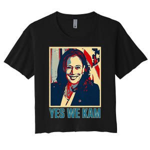 President Harris Retro Yes We Kam Women's Crop Top Tee