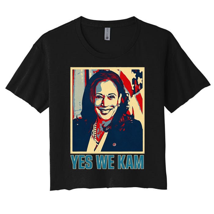 President Harris Retro Yes We Kam Women's Crop Top Tee