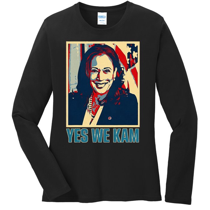 President Harris Retro Yes We Kam Ladies Long Sleeve Shirt