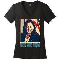 President Harris Retro Yes We Kam Women's V-Neck T-Shirt