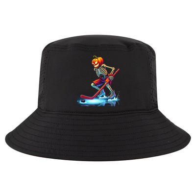 Pumpkin Hockey Skeleton Ice Hockey Halloween Funny Gift Cool Comfort Performance Bucket Hat