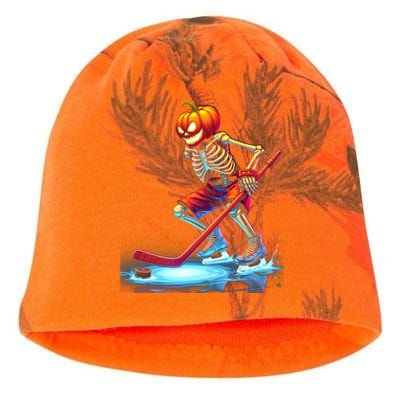 Pumpkin Hockey Skeleton Ice Hockey Halloween Funny Gift Kati - Camo Knit Beanie