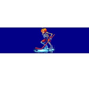 Pumpkin Hockey Skeleton Ice Hockey Halloween Funny Gift Bumper Sticker