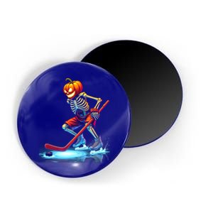 Pumpkin Hockey Skeleton Ice Hockey Halloween Funny Gift Magnet