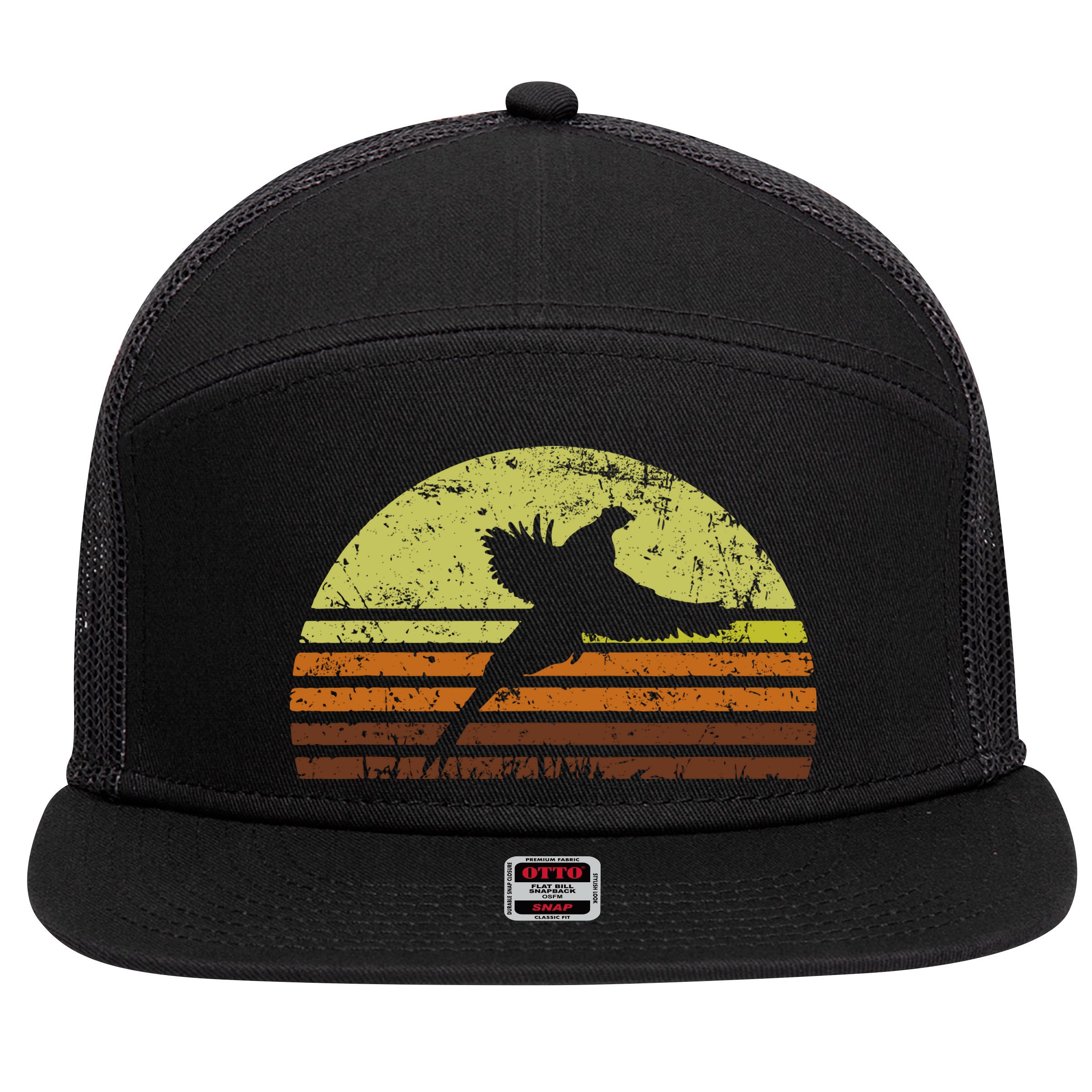 Pheasant Hunting South Dakota Upland Bird Game Hunter Retro 7 Panel Mesh Trucker Snapback Hat
