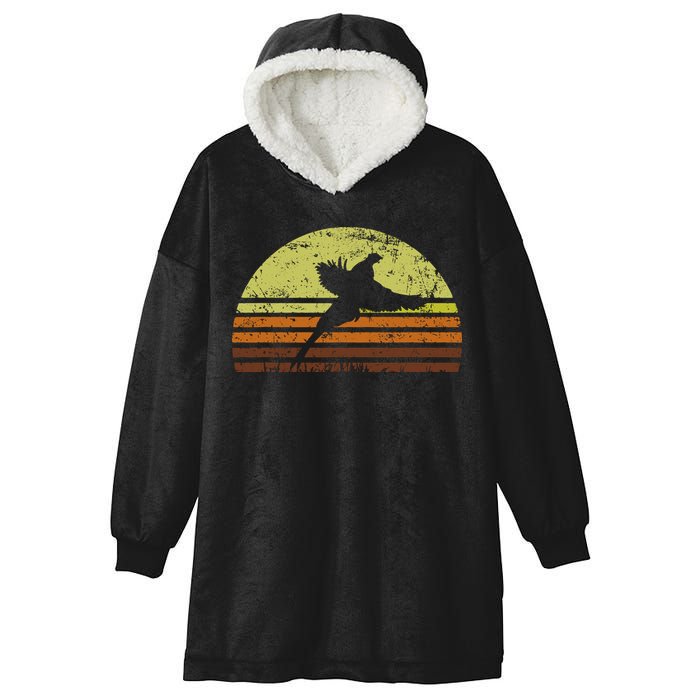 Pheasant Hunting South Dakota Upland Bird Game Hunter Retro Hooded Wearable Blanket