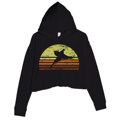 Pheasant Hunting South Dakota Upland Bird Game Hunter Retro Crop Fleece Hoodie
