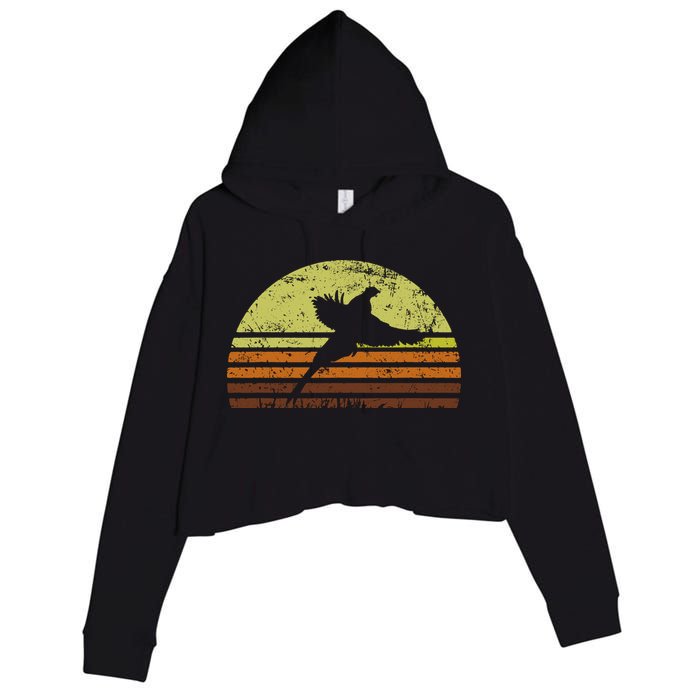 Pheasant Hunting South Dakota Upland Bird Game Hunter Retro Crop Fleece Hoodie