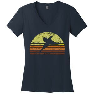 Pheasant Hunting South Dakota Upland Bird Game Hunter Retro Women's V-Neck T-Shirt