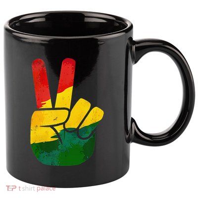 Peace Hand Sign Juneteenth Day Black Pride 11oz C Handle Ceramic Mug