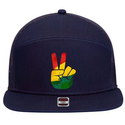 Peace Hand Sign Juneteenth Day Black Pride 7 Panel Mesh Trucker Snapback Hat