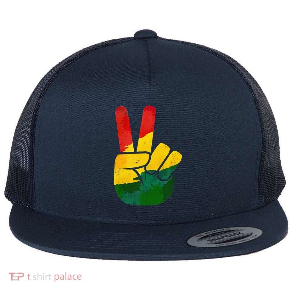 Peace Hand Sign Juneteenth Day Black Pride Flatbill Hat