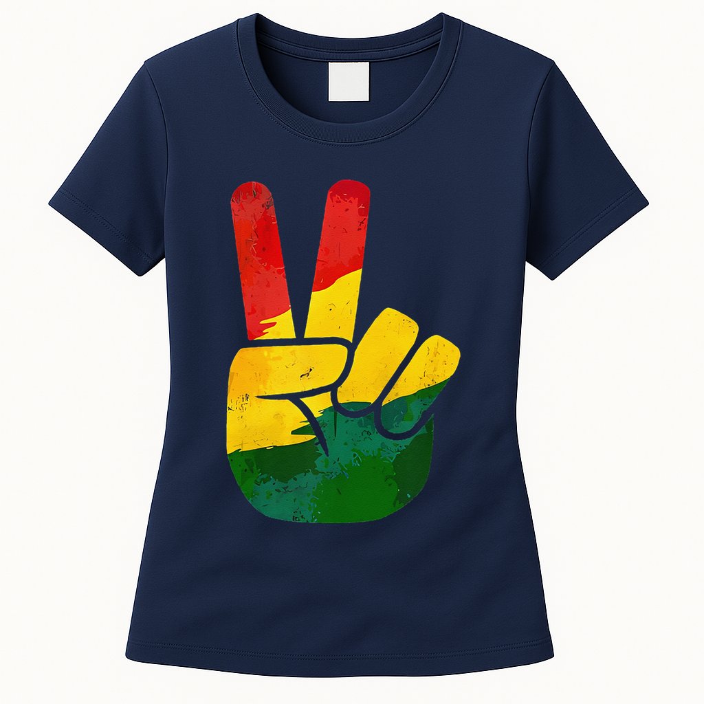 Peace Hand Sign Juneteenth Day Black Pride Womens T-Shirt